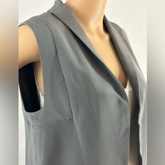 Rebecca Minkoff Gray Silk Bitten Sleeveless V Neck Utility  Long Vest Si… - Picture 6 of 7
